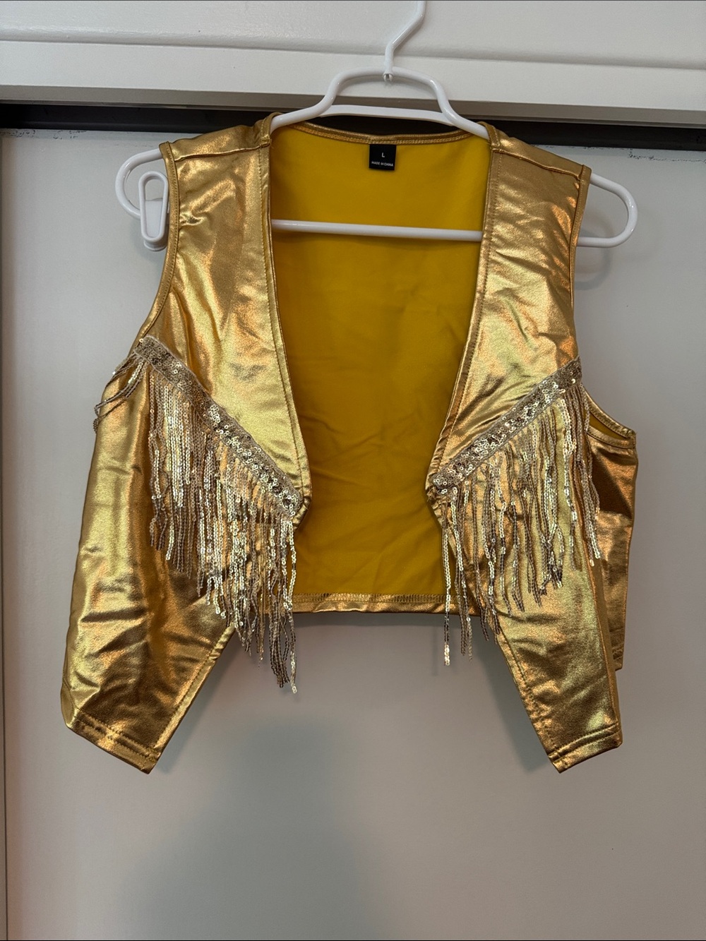 Gold Metallic Fringe Vest Large